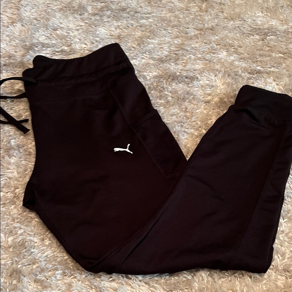 Puma Black Jogger Sweatpants with White Logo